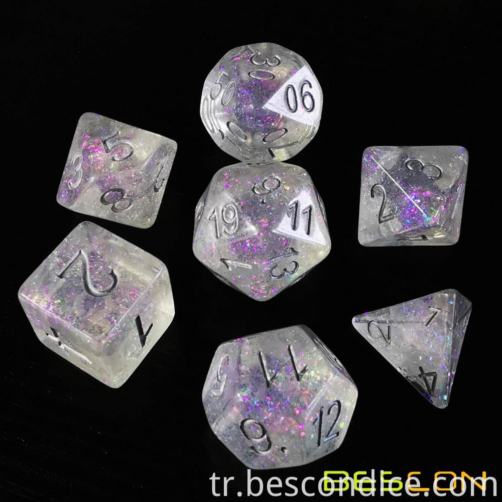 Shimmery Polyhedral Dice Set Silver Purple 2